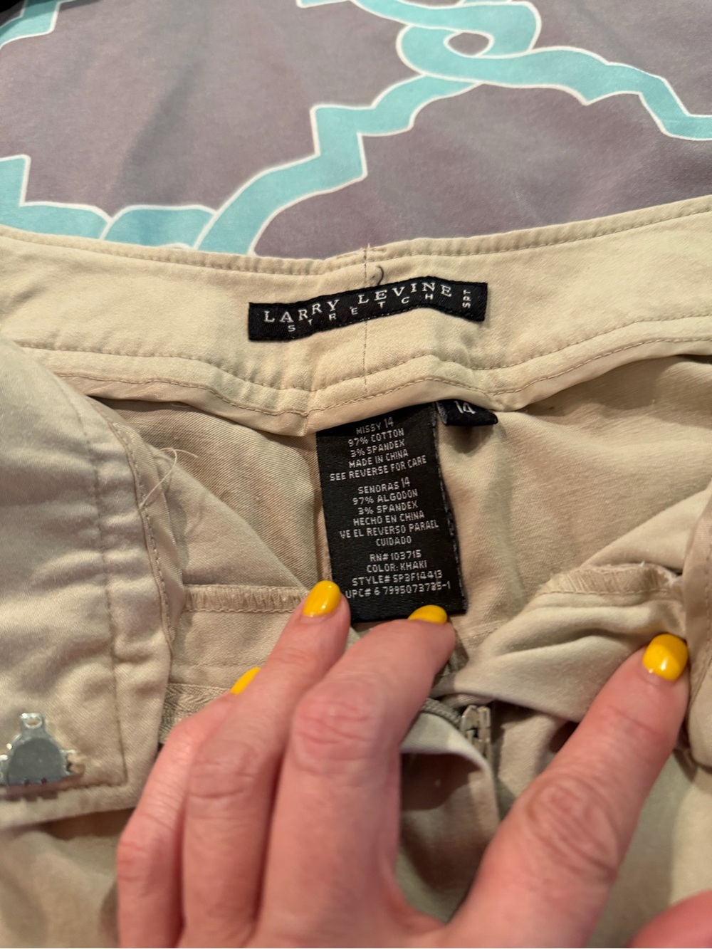 Larry Levine Beige/Tan Stretch Khaki Pants